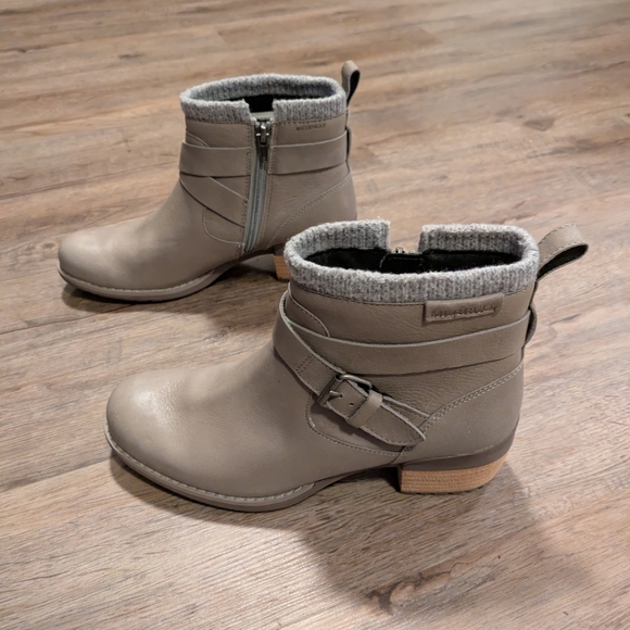 Leather Ankle Booties waterproof gray/taupe NWOT - Picture 2 of 7